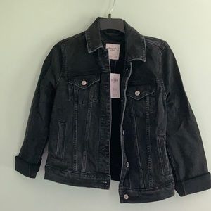 Abercrombie Small Washed Black Denim Jacket NWT